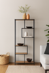 Regálová knihovna ARCANA 400175 přírodní/černá