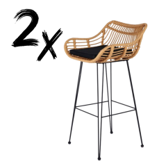 Set 2 ks barová židle H-105 přírodní/černá - výprodej skladu