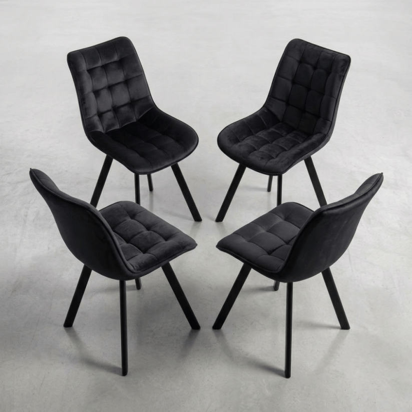 Set 4 kusů jídelní židle NIKI černá
