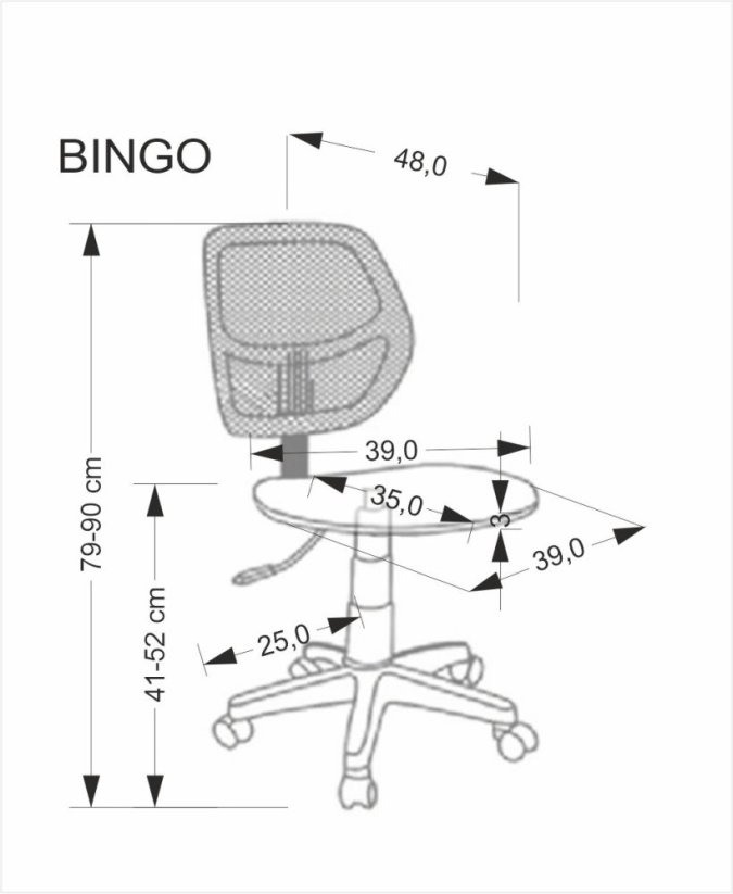 Detská otočná stolička BINGO čierna - výpredaj skladu