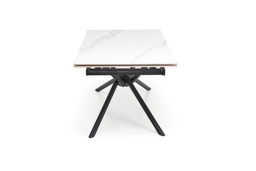 Rozkladací jedálenský stôl VITORINO 160(220)x90 biely mramor/čierna