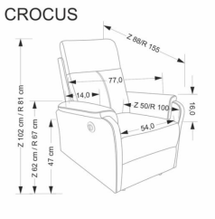 Elektricky polohovateľné relaxačné kreslo CROCUS čierne