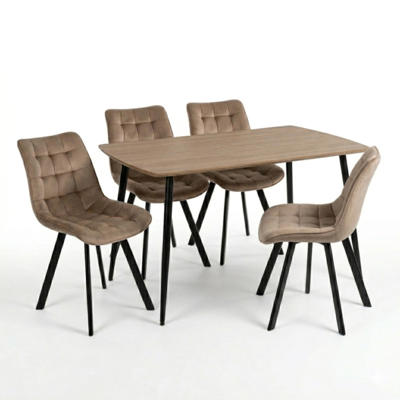 Jídelní set 4+1 CERAMON 120 přírodní / NIKI béžová