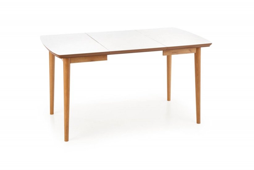 Rozkládací jídelní stůl BARRET 90(190)x80 bílý mat/dub lefkas