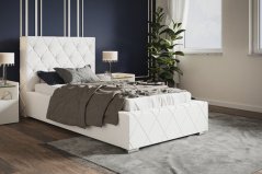 Čalouněná postel BED 4 90x200 bílá ekokůže
