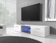 TV stolík RTV 03 s LED biela/biela lesk