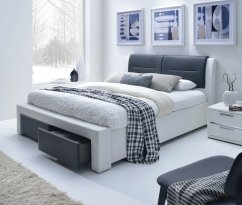 Posteľ CASSANDRA so zásuvkami 160x200 biela/čierna