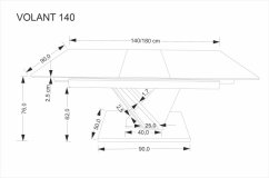 Rozkladací jedálenský stôl VOLANT 140(180)x90 čierny mramor/dub zlatý/čierna
