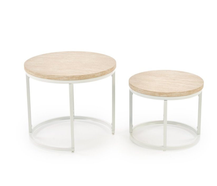 Konferenčný stolík OREO - sada 2 ks travertín/biela