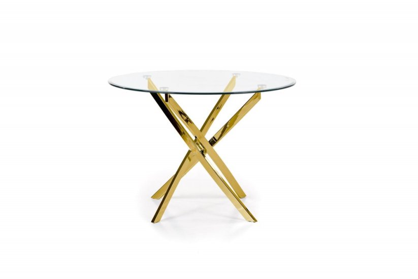 Okrúhly jedálenský stôl RAYMOND 100 sklo/zlatý
