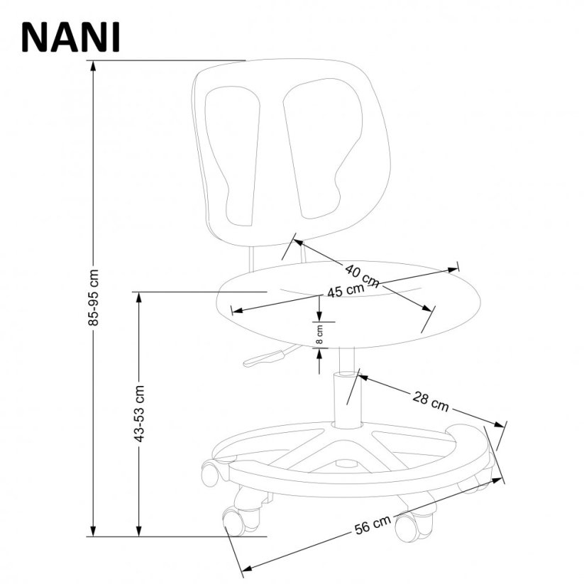 Dětská otočná židle NANI šedá