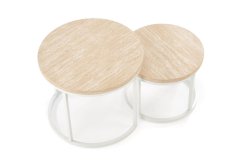 Konferenčný stolík OREO - sada 2 ks travertín/biela