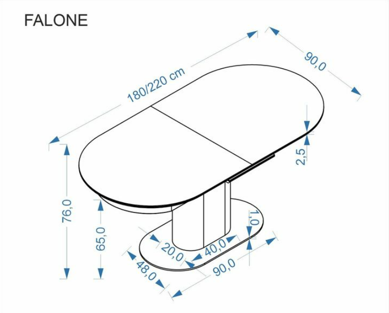 Rozkladací jedálenský stôl FALONE 180(220)x90 svetlý travertín / kašmírová podnož