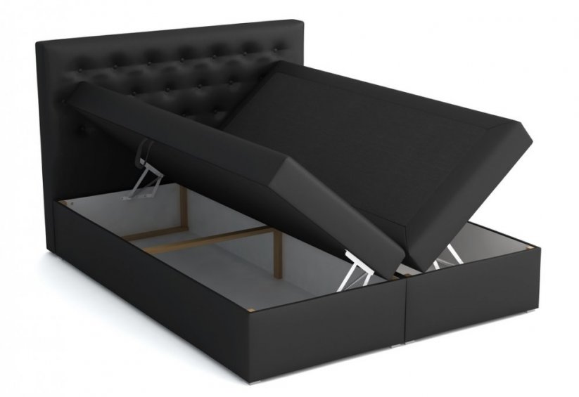 Posteľ s matracom s ÚP ANTONIO BOX ekokoža čierna 140x200