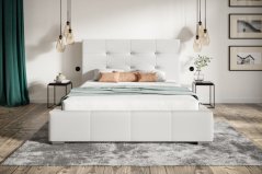 Čalouněná postel BED 5 140x200 bílá ekokůže