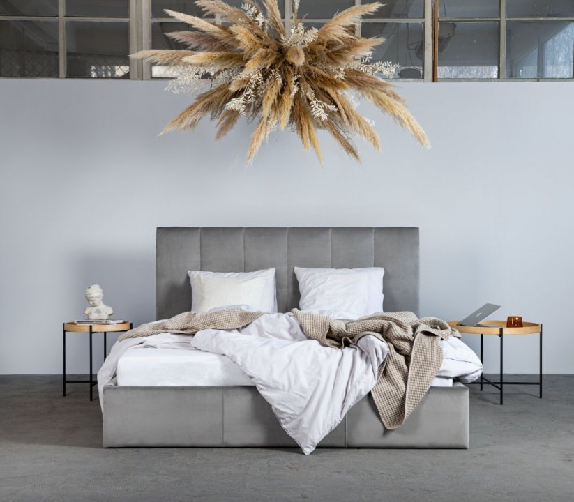 Čalúnená posteľ ANDREA sivá/kovový rám 160x200
