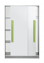 Šatní skříň s posuvnými dveřmi GYT 13 antracit/bílá/zelená