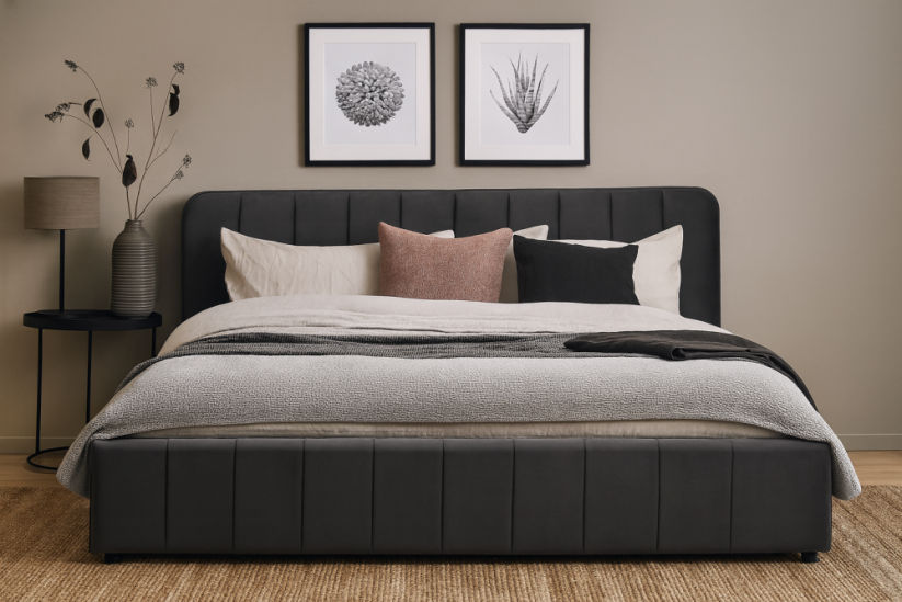 Čalouněná postel AVENA 160x200 tmavě šedá