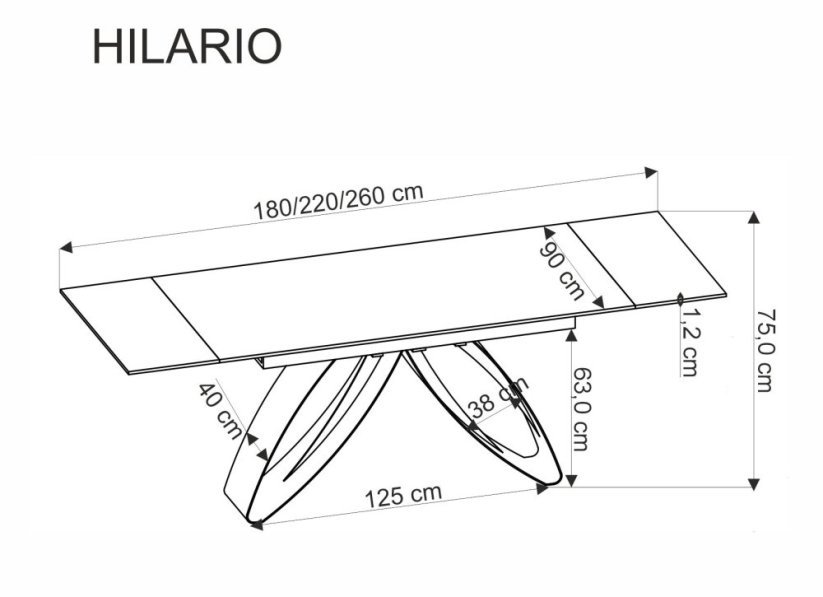 Rozkladací jedálenský stôl HILARIO biely mramor/čierny