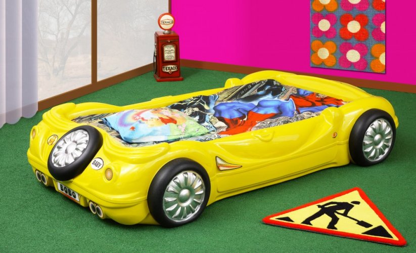 Dětská postele BOBO auto žlutá