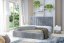 Čalouněná postel MAGGIE šedá/dřevěný rám 160x200