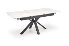 Rozkladací jedálenský stôl PLATAN 140(180)x85 biely mramor/čierny