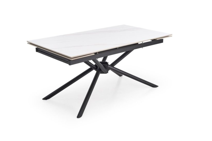 Rozkladací jedálenský stôl VITORINO 160(220)x90 biely mramor/čierna