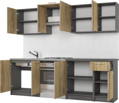 Kuchynská linka DARIA 240 antracit/dub craft