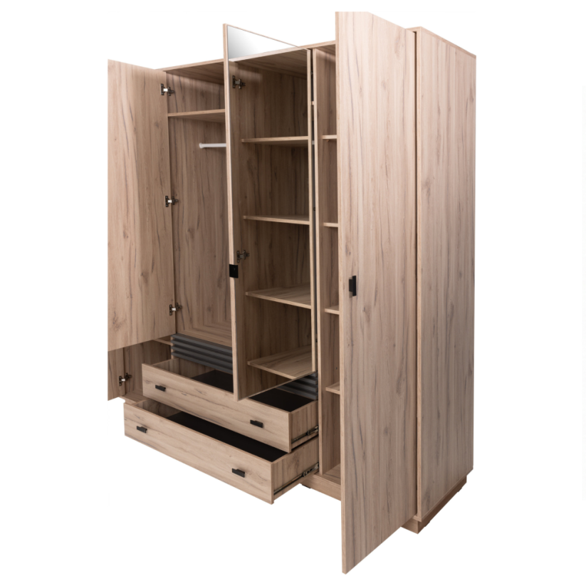 Šatní skříň ALTO 16 4D2S se zrcadlem – dub Estana / antracit