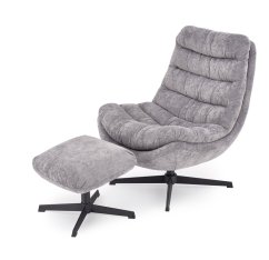 Čalúnené kreslo OLYMPIC s podnožkou sivé
