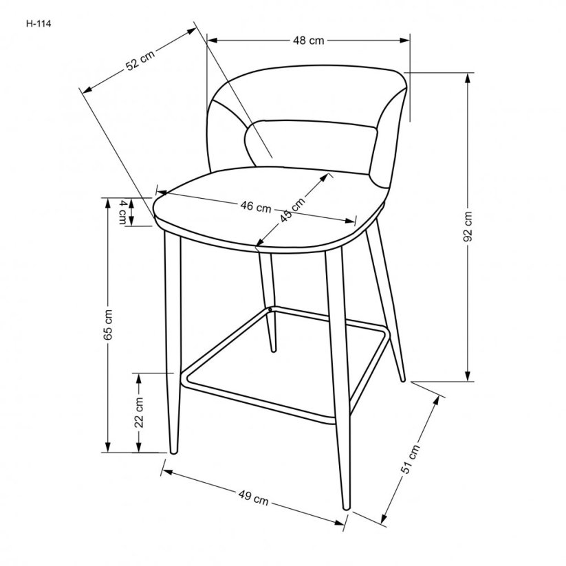 Barová stolička H114 sivá/orech