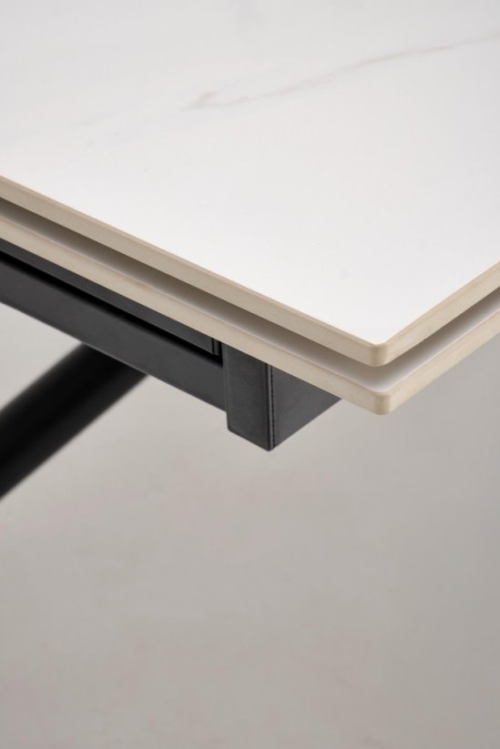 Rozkladací jedálenský stôl VITORINO 160(220)x90 biely mramor/čierna