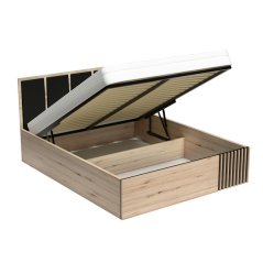 Dřevěná postel CALI C16 160X200 s lamelami dub artisan/černá