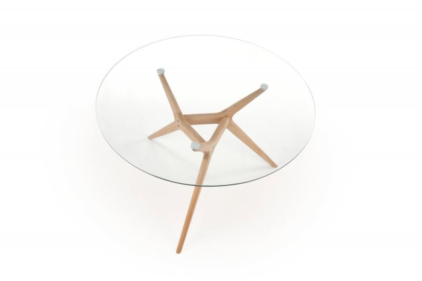 Okrúhly jedálenský stôl ASHMORE 120 sklo/dub