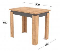 Jídelní stůl rozkládací MANZINI dub kraft zlatý/antracit 90x60