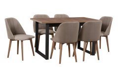 Jídelní set 6+1 IKON 3/MONTI 3 PRUHY ořech světlý/černá/30A