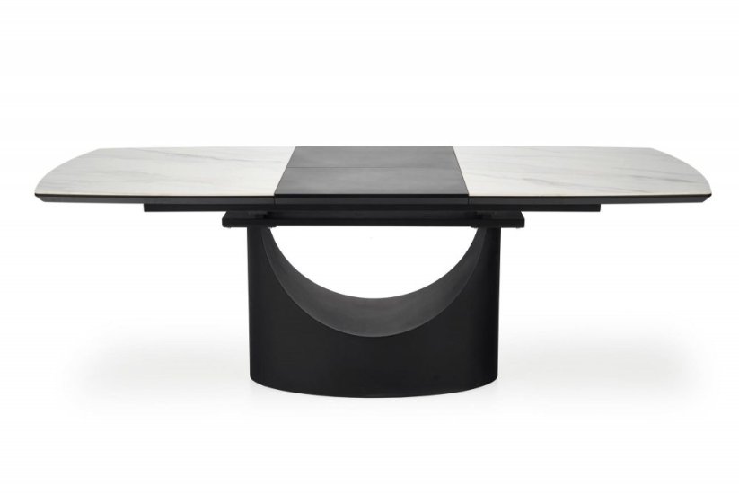 Rozkladací jedálenský stôl OSMAN 160(220)x90 biely mramor/čierny