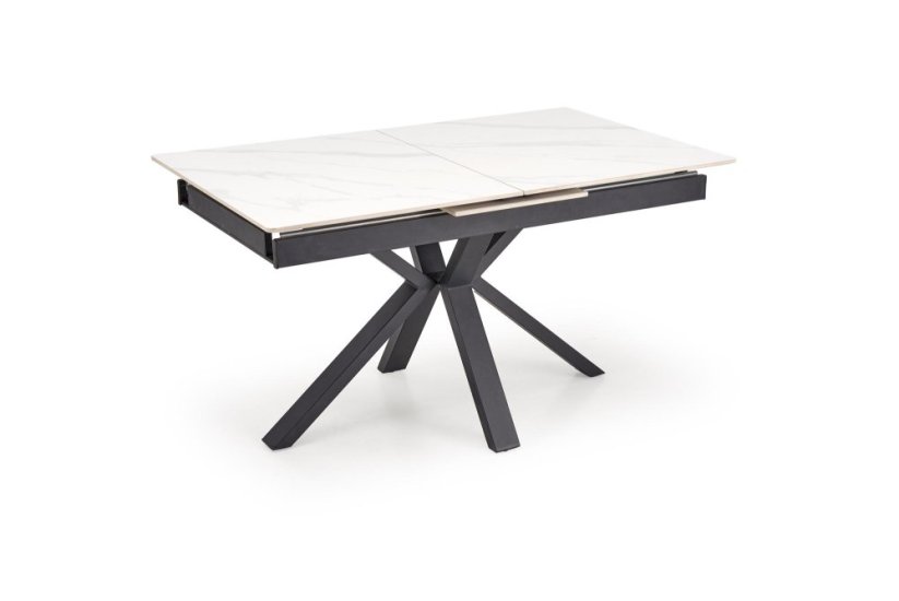 Rozkladací jedálenský stôl PLATAN 140(180)x85 biely mramor/čierny