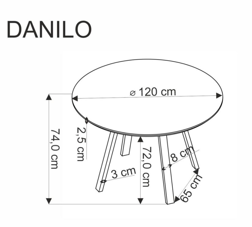 Okrúhly jedálenský stôl DANILO 120 orech/čierny