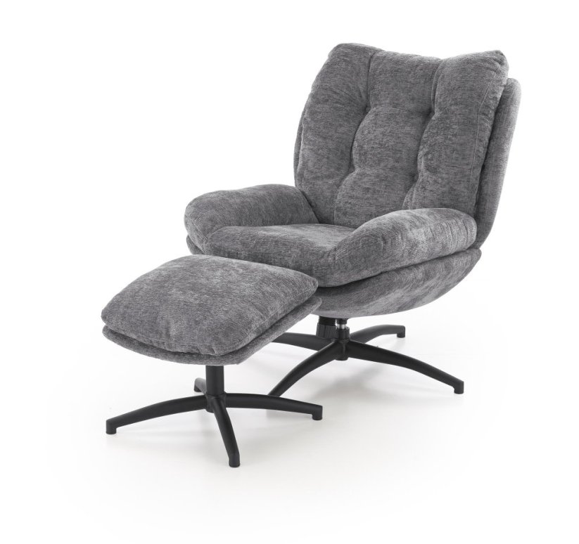 Čalúnené kreslo PESTO s podnožkou sivé