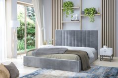 Čalouněná postel MARIKA šedá/kovový rám 160x200