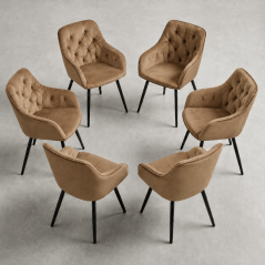 Set 6 kusů jídelní židle SIENA béžová