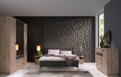 Čalouněná postel ALTO s úložným prostorem 160 × 200 cm – antracit / dub Estana