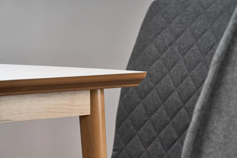 Rozkladací jedálenský stôl BARRET 90(190)x80 biely mat/dub lefkas