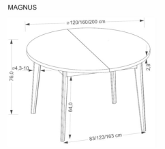 Okrúhly rozkladací jedálenský stôl MAGNUS 120 dub prírodný