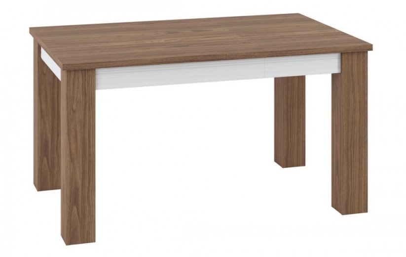 Rozkladací jedálenský stôl NATANS orech/biela lesk 101(181)x77