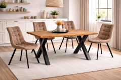 Jedálenský set 4+1 ROBUL 140 prírodný / béžová