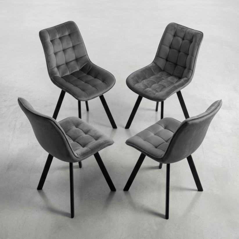 Set 4 kusů jídelní židle NIKI šedá