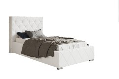 Čalouněná postel BED 4 90x200 bílá ekokůže