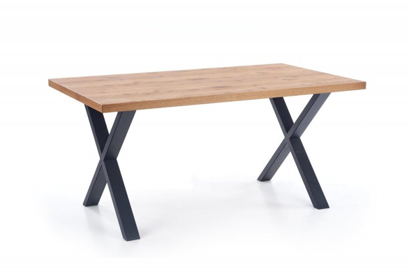 Rozkladací jedálenský stôl XAVIER 160(250)x90 svetlý dub/čierny